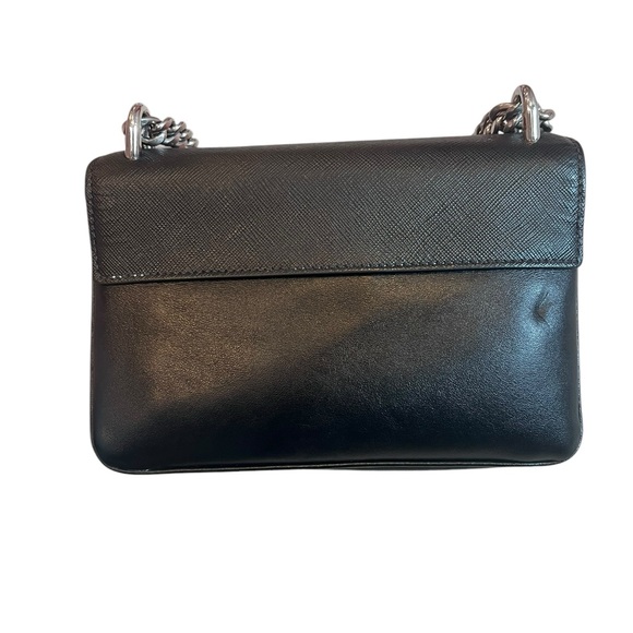 PRADA Saffiano Tessuto Nylon Chain Shoulder Bag Black - Picture 6 of 15